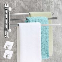 Porte Serviettes Salle De Bain Avec 3 Barres 180°Rotatives Sèche-Serviettes En Acier Inoxydable, Porte Serviette Murale Sèche-Serviettes Pour Salle
