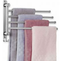Ahlsen Porte-Serviettes Salle de Bain avec 4 Barres 180°Rotatives Sèche-Serviettes en Acier Inoxydable SUS304 34CM Porte Serviette Murale