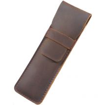 Porte-stylo en cuir fait à la main, pochette multi-stylo, housse de protection en cuir Crazy Horse pour stylo-marron
