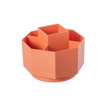 Porte-stylo rotatif en plastique, support de rangement de papeterie de bureau, porte-stylo de rangement hexagonal de bureau(orange)