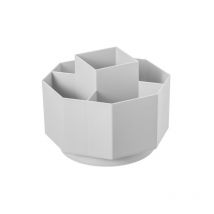 Porte-stylo rotatif en plastique, support de rangement de papeterie de bureau, porte-stylo de rangement hexagonal de bureau(Blanc)