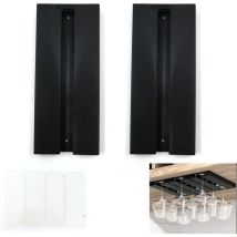 Porte Verres à Vin Suspendre - Aucun perçage requis, Grande capacité, Porte-Verres à Pied Suspendu Support, pour Bar Cuisine, 25.3 11 2cm(Noir 2pcs)