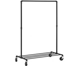 Portant à Vêtements à Roulettes, Porte-manteaux, Penderie, Charge 90 kg, avec Tringle et Étagère de Rangement, Style Industriel, pour Chambre,