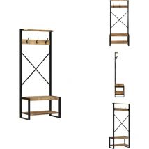 Porte-vêtements 80x40x190 cm bois de manguier massif brut - Porte-vêtements - Porte-cintres - Porte-manteaux - Porte-manteau Avec Étagère