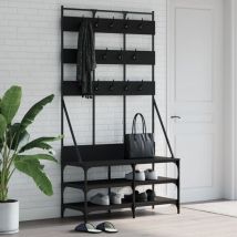 Design In - Porte-vêtements et rangement des chaussures noir 100x40x184 cm CFW34331
