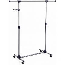 Acaza - Portemanteau mobile - réglable - 1 rail et 2 crochets - 87x165x44 cm - gris argenté