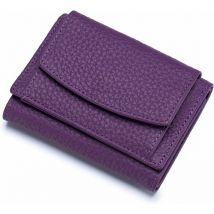 Kueatily - Portefeuille léger en cuir pour femmes à trois volets (violet)-Fei Yu