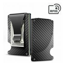 Portefeuille pour homme avec pince à billets en fibre de carbone et blocage RFID