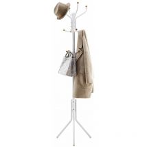 Acaza - Porte-manteaux design avec 12 crochets - parfait dans un hall d'entrée ou comme élément d'angle - 182 cm - blanc