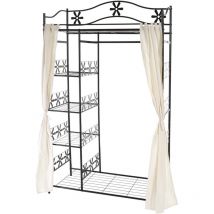 HHG - Portemanteau Genf, garde-robe, portant, portemanteau, armoire, étagère métallique 172x100x43cm, avec rideau