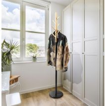 Portemanteau George 6 crochets Design noir et marron Pied rond