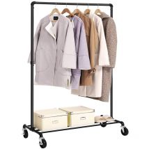 Acaza - Porte-vêtements mobile - 1 rail - noir