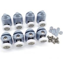 Lot de 8 roulettes pour porte de douche - Pièces de rechange pour porte de douche - 4 roulettes supérieures + 4 roulettes inférieures - 23 mm