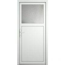 Porte de service PVC M01, blanc/blanc, largeur: 80cm, hauteur: 200cm, sens d'ouverture: tirant gauche