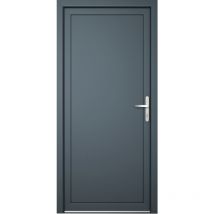 Porte de service PVC M06, blanc/titane, largeur: 90cm, hauteur: 215cm, sens d'ouverture: tirant droit
