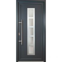 Portes d'entrée aluminium modèle 51, intérieur: blanc, extérieur: titan largeur: 108cm, hauteur: 200cm, sens d'ouverture: tirant gauche