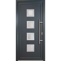 Portes d'entrée aluminium modèle 84, intérieur: blanc, extérieur: titan largeur: 98cm, hauteur: 200cm, sens d'ouverture: tirant droit - grey