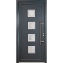 Portes d'entrée aluminium modèle 84, intérieur: titan, extérieur: titan largeur: 88cm, hauteur: 208cm, sens d'ouverture: tirant droit - grey