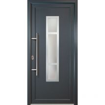 Portes d'entrée aluminium modèle 87, intérieur: blanc, extérieur: titan largeur: 98cm, hauteur: 208cm, sens d'ouverture: tirant gauche - grey