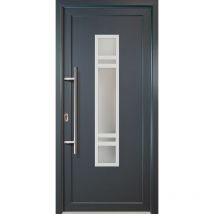 Portes d'entrée classique modèle 83, intérieur: blanc, extérieur: titan largeur: 88cm, hauteur: 200cm, sens d'ouverture: tirant gauche - grey