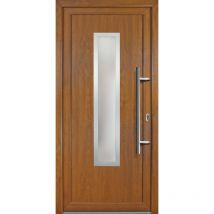 Portes d'entrée Exklusiv modèle 32, intérieur: blanc, extérieur: golden oak largeur: 98cm, hauteur: 200cm, sens d'ouverture: tirant droit - wood