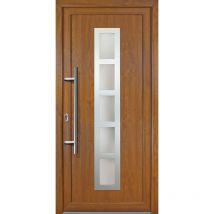 Portes d'entrée Exklusiv modèle 51, intérieur: blanc, extérieur: golden oak largeur: 98cm, hauteur: 200cm, sens d'ouverture: tirant gauche - wood