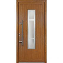 Portes d'entrée Exklusiv modèle 87, intérieur: blanc, extérieur: golden oak largeur: 88cm, hauteur: 200cm, sens d'ouverture: tirant gauche