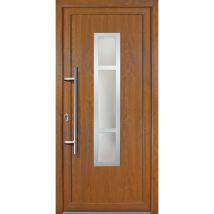 Portes d'entrée Exklusiv modèle 87, intérieur: blanc, extérieur: golden oak largeur: 98cm, hauteur: 200cm, sens d'ouverture: tirant gauche - wood