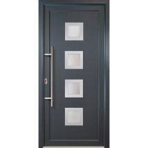 Portes d'entrée classique modèle 84, intérieur: blanc, extérieur: titan largeur: 98cm, hauteur: 200cm, sens d'ouverture: tirant gauche - grey