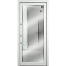 Portes d'entrée, modèle 60, porte en verre feuilleté, blanc, largeur: 88cm, hauteur: 200cm, sens d'ouverture: tirant gauche