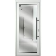 Portes d'entrée, modèle 60, porte en verre feuilleté, blanc largeur: 98cm, hauteur: 208cm, sens d'ouverture: tirant droit