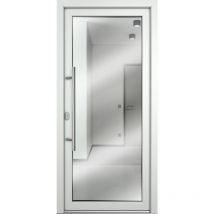 Portes d'entrée, modèle 60, porte en verre feuilleté, blanc largeur: 88cm, hauteur: 208cm, sens d'ouverture: tirant gauche