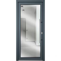 Portes d'entrée, modèle 60, porte en verre feuilleté, blanc/titane largeur: 108cm, hauteur: 208cm, sens d'ouverture: tirant droit