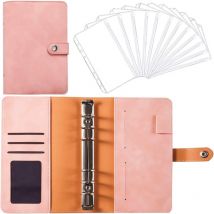 Portfolio A6 en PU Cuir Pour Cash Budget Planner, Classeur Budget Enveloppe avec 12 Pochettes Zippées Transparentes Pour La Planification des