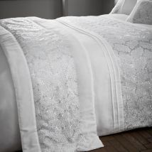 Portfolio Home - Rouen Embellished Sequins White Rectangular 50 x 220cm Quilted Bed Runner Bedding Decor