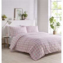 Portfolio Living Gingham Duvet Cover Bedding Set Single, Pink
