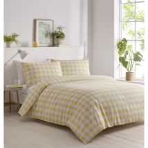 Portfolio Living Gingham Duvet Cover Bedding Set Single, Yellow