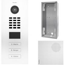 Portier vidéo ip 3 sonnettes Blanc + Carillon et support D2103V ral 9016 kit 3