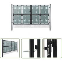 The Living Store Portail simple de clôture Noir 300x225 cm - Portail De Cloture - Portail Metallique - Portail Noir - Portail Design - Portillon
