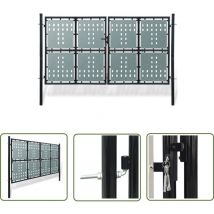 The Living Store Portail simple de clôture Noir 300x250 cm - Portail De Cloture - Portillon - Portail Noir - Portail Design - Portail Metallique