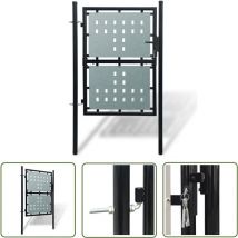 The Living Store Portail simple de clôture Noir 100x175 cm - Portail De Cloture - Portail Jardin - Portillon - Clôture - Porte De Jardin