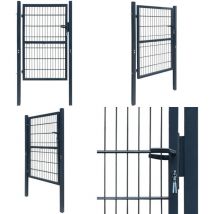Portillon Acier 106x248 cm Anthracite - Portail Aluminium - Portillon Design - Portillon Jardin - Portillon Sécurisé - Portillon Anthracite - Home &