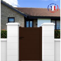 Portillon aluminium modèle plein en kit dimensions L.1000 (entre piliers) x H.1500 mm Couleurs Marron (ral 1247)