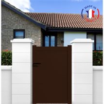 Packit - Portillon Aluminium Modèle Plein En Kit Dimensions L.1000 (entre Piliers) X H.1500 Mm Couleurs Marron (ral 1247)