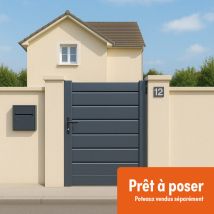 Gardenode - Portillon Aluminium Persienne - Largeur 1m50 - Hauteur 1m90 – Gris Anthracite - Prêt À Poser