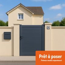 Gardenode - Portillon Aluminium Plein - Largeur 1m - Hauteur 1m90 – Gris Anthracite - Prêt À Poser