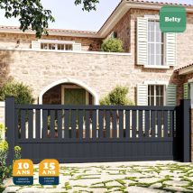 Portail coulissant prêt à poser DUNY Gris 7016 L356 cm X 120cm en aluminium BELTY