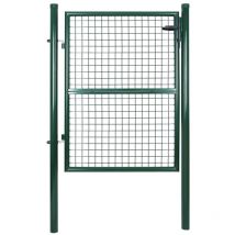Portillon de jardin en acier galvanisé portail de jardin porte de clôture avec serrure poignée et clé 106 x 125 cm (l x h) vert