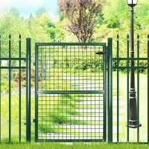Portillon de jardin SONGMICS GGD200G - En acier galvanisé - Portail de jardin - Porte de clôture - Avec serrure, poignée et clé - 150 x 106 cm (L x