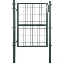 Songmics - Portillon en Acier Galvanisé, Portail de Clôture, Porte de Jardin, avec Serrure, Poignée et Clé de Qualité, 125 x 106 cm (l x h), Vert